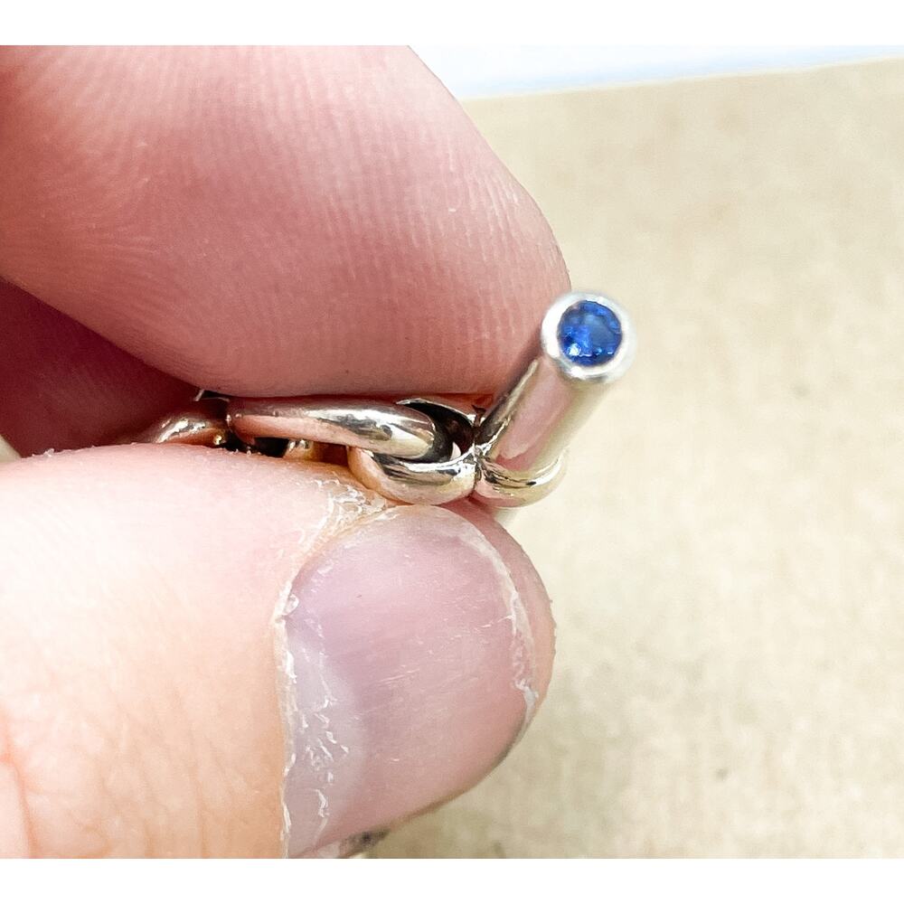 David Yurman Cushion Link Toggle Bracelet Sterling Silver Blue Sapphires 7.25" - Picture 7 of 16